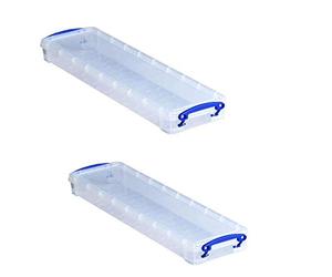 Realuse 0.8L Really Useful Pencil/Stationery Box - Clear x 2 Boxes
