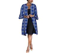 RealWax African Women Coat Ankara Print Long Jacket Tops Wax Dashiki Clothes, 746, XL