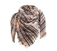 ream ashmere ps Plaid Blanket Thick Winter Scarf Tartan Chunky Wrap Oversized Shawl Cape Scarves Pom Scarves (Coffee, One Size)