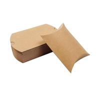 reamhome 100 Pcs Kraft Paper Pillow Boxes, Candy Boxes with Twine, Christmas and Halloween Wedding Gift Packaging Boxes Brown