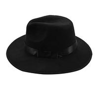 reamhome Unisex Men Women Hats Fedora Straight Wide Brim Hard Felt Black