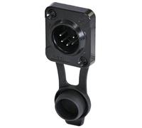 Rean - 5 Pole Front Panel Mount Xlr Plug, D Size, Ip65, Black, Tin Plated Contacts