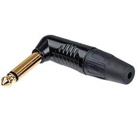 REAN - 6.35mm 1/4" Mono Jack Plug, 90 Degree, Black, Gold Contatcs