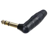 REAN - 6.35mm 1/4" Stereo Jack Plug, 90 Degree, Black, Gold Contatcs