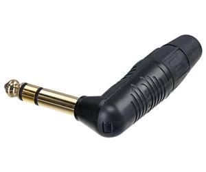REAN - 6.35mm 1/4" Stereo Jack Plug, 90 Degree, Black, Gold Contatcs