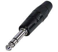 REAN - 6.35mm 1/4" Stereo Jack Plug, Nickel, Tin Plated Contatcs