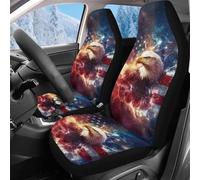 Reanaysto 2-Pack Car Seat Covers, Soft Auto Driver Seat Covers, Comfy American Flag Bald Eagle Automotive Seats Protectors Front Set For Cars, Car Accessories for Men