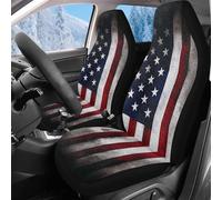 Reanaysto 2PCS Car Seat Covers for Front Seats, Premium Coral Velvet Fabric American Flag Auto Seat Protectors, Universal Driver Interior Accessories for Car, Truck, SUV