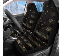 Reanaysto Car Seat Covers Front Seats Only, Comfortable Plush 2-Pack Front Seat Covers, Universal Fit for Trucks Vans SUVs Sedans Automotive, Camouflage American Flag