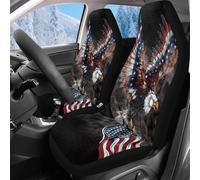 Reanaysto Car Seat Covers Front Seats Only Soft and Comfortable Bald Eagle American Flag Automotive Vehicle Seat Covers for Interior Decor, Universal Fit for Cars, Sedans, Trucks, SUVs