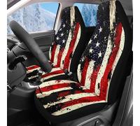 Reanaysto Car Seat Covers Premium 2-Pack Front Set for Cars Interior Accessories Coral Velvet Cloth Vintage American Flag Car Seat Cover Front Set Universal Fit Cars Trucks and SUV