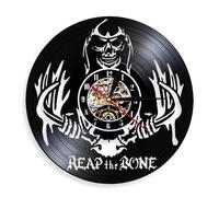 Reap The Bone Grim Reaper Horror Skeleton Wall Art Spooky Wall Clock Halloween Decor Death Skull Killer Vinyl Record Wall Clock Without LED