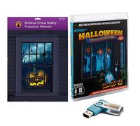 Reaper Brothers® Halloween Digital Decoration Kit Includes 8 AtmosFX® Video Effects for Halloween Plus 48” x 72” Holographic Projection Screen