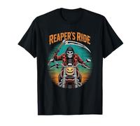 Reaper’s Ride Skeleton Biker Scythe Halloween Jack-o-Lantern T-Shirt