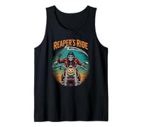 Reaper’s Ride Skeleton Biker Scythe Halloween Jack-o-Lantern Tank Top