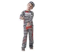Boys Zombie Convict Halloween Prison Jail Spooky Fancy Dress Kids Costume