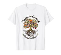 Reaping in Gratitude Rooted in Love Fall Harvest Season Value Graphic T-Shirt, Men, White, M