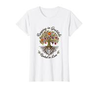 Reaping in Gratitude Rooted in Love Fall Harvest Season Value Graphic T-Shirt, Women, White, M