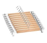 Reapyyt 10 Pack Wooden Skirt Hangers with Adjustable Clips Non-Slip Trouser Hanger Natural Lotus Wood Pants Hangers 360°