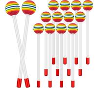 Reapyyt 14 Pcs Lollipop Drum Mallet Sticks Round Rainbow Hammer Percussion Sticks Plastic Drumsticks for Kids Child Mallet
