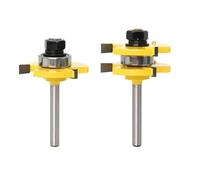 Reapyyt 2Pcs 1/4inch Cutter 3-Tooth Tongue & Groove Joint Assemble Router Bits T-Slot Milling Cutter for Wood Milling