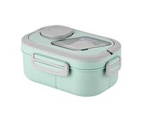 Reapyyt Adults Bento Lunch Box with Salad Container, Sauce Cup and Reusable Fork - Leak-Proof, Multi-Compartment Green