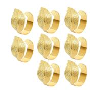 Reapyyt Gold Napkin Rings Set of 8,Leaf Bulk Napkin Rings,Cloth Napkin Holder Ring Dining Table Decorations for Easter Weddings