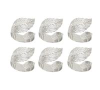Reapyyt Leaf Napkin Rings Set of 6,Leaves Napkin Rings for Table Setting,Metal Leaf Napkin Holder Rings for Holiday Silver