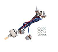 Reapyyt Lp Electric Guitar Pickups Wiring Harness Kit 2T2V 500K Pots 3 Way Switch With Jack For Dual Humbucker Les Pual Style Guitar Replacements, Cream Color Cap