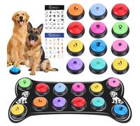 REAQUE Dog Talking Buttons for Communication, 30-Second Recordable Voice Buttons, Pet Training Buzzers for Dogs and Cats,Batteries Not Included,12 Pcs with Mat