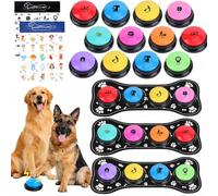 REAQUE Dog Talking Buttons for Communication, 30-Second Recordable Voice Buttons with Non-Slip Base, Pet Training Buzzers for Dogs and Cats,Batteries Not Included,12 Pcs with 3 Mats