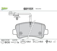 REAR AXLE 601151 BRAKE PAD SET, DISC BRAKE VALEO