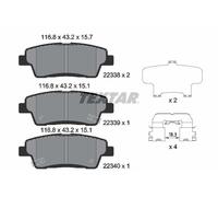 Brake pads 2233801 TEXTAR for HYUNDAI KIA