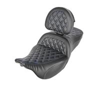 Rear Backrest Fit For Touring Street Glide Road Glide Road King 08-2023 Motorcycle Color Stitching Big Sofa Backrest Pad Inside Seat(Blue)