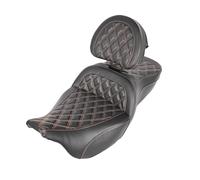 Rear Backrest Fit For Touring Street Glide Road Glide Road King 08-2023 Motorcycle Color Stitching Big Sofa Backrest Pad Inside Seat(Orange)
