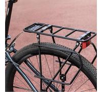 Rear Bike Cargo Rack Adjustable Telescopic Mount System, Reflective Safety Logo Carrier for Bicycle Luggage Transport, Road Mountain Cycling Gear Support, Commuting Night Riding Storage