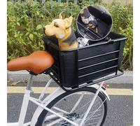 Rear Bike Dog Carrier Basket- Pet Cargo Box With 2 Safety Belts Mounting Clips & Soft Removable Liner, Compatible With Mountain Bikes & E-Bikes (Up To 66 Lbs)