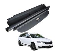 Rear Boot Luggage Shelf for Skoda Octavia Travel Edition 2016-2019, SUV Retractable Cargo Cover Shade Shield Trunk Parcel Roller Blind, Black PU leather material leather texture Aluminum Alloy