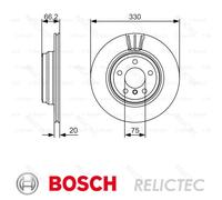 Bosch Rear Brake Discs Coated Vented High-Carbon 330mm Pair - 0986479622