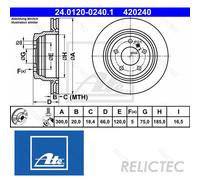 ATE Brake disc 24.0120-0240.1 300,0 20,0 5 120,0 Vented Coated High-carbon BMW: 4 Coupe, 3 Touring, 3 GT
