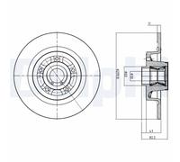 Rear Brake Disc Delphi BG9023RS Fits Renault Espace Braking System Solid Oiled
