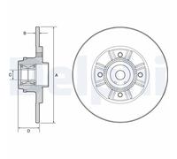 Delphi BG9114RS Brake Disc Rear 238mm Outer Diameter Fits Renault Clio Megane