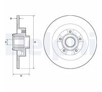 Rear Brake Disc Delphi BG9134RS Fits Renault Grand Scenic Braking System Solid