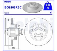 Rear Brake Disc Delphi BG9268RSC Fits Renault Megane Braking System Solid