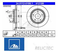 1X Brake disc ATE 24.0112-0199.1 for DODGE JOURNEY 3.5 2008-201