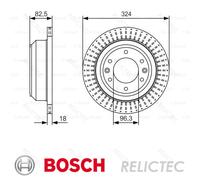 BOSCH 0986479U29 Brake Disc Rear Vented 324mm Outer Ø Fits Hyundai i800 iLoad