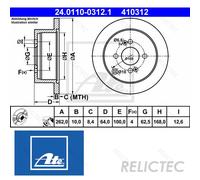 1X Brake disc ATE 24.0110-0312.1 for KIA RIO II (JB) 1.5 2005-2011