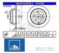 ATE Brake disc 24.0111-0170.1 302,0 11,0 5 114,3 solid Coated Alloyed/High-carbon HYUNDAI: SANTA FE 2, SANTA FE 3, Grand Santa Fé, KIA: SORENTO 2