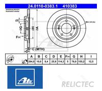 1X Brake disc ATE 24.0110-0383.1 for KIA CEE'D (JD) 1.4 2012-2018
