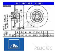 Rear Brake Disc for Renault MB:KANGOO / GRAND,CITAN 432004327R 402024076R
